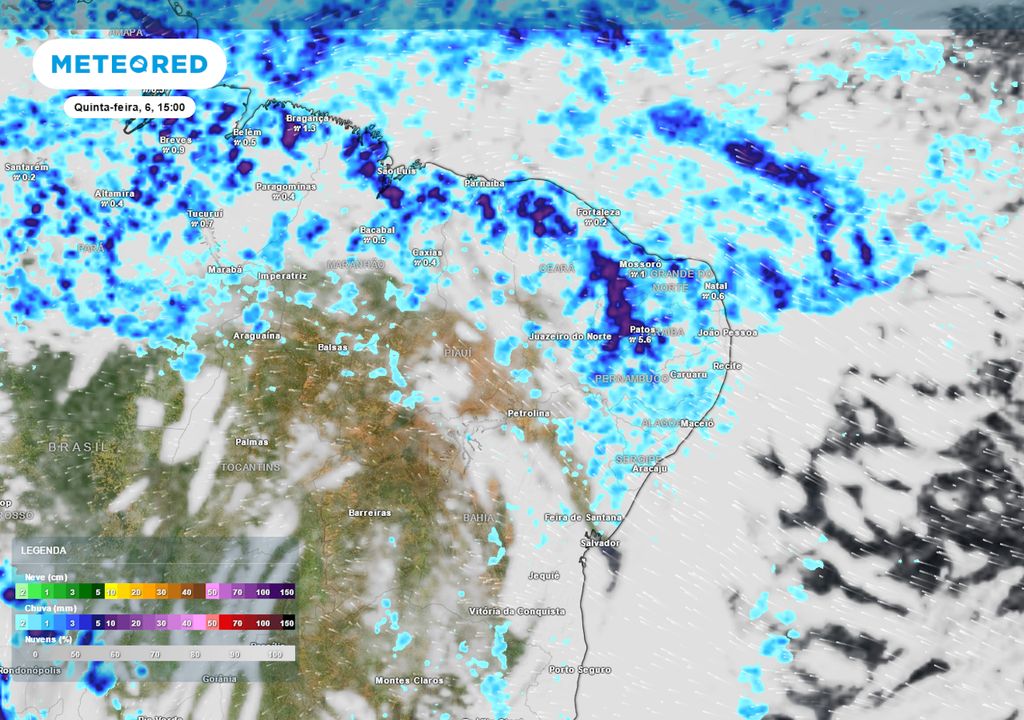 Previsão de nebulosidade e chuva na quinta-feira durante a tarde.