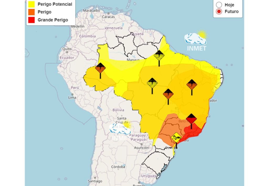 Mapas de alerta do INMET para esta quinta-feira (26).