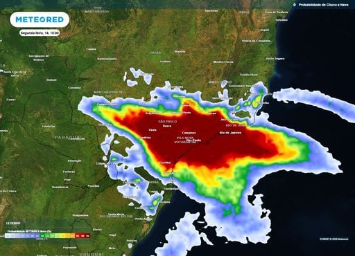 Chuvas intensas e tempestades provocam mais 100 mm nas pr&oacute;ximas 48 horas entre SP, MG e RJ