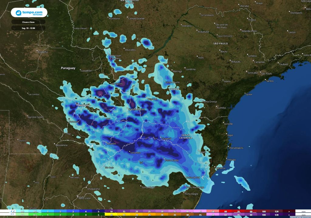 alerta de chuvas intensas e temporais.