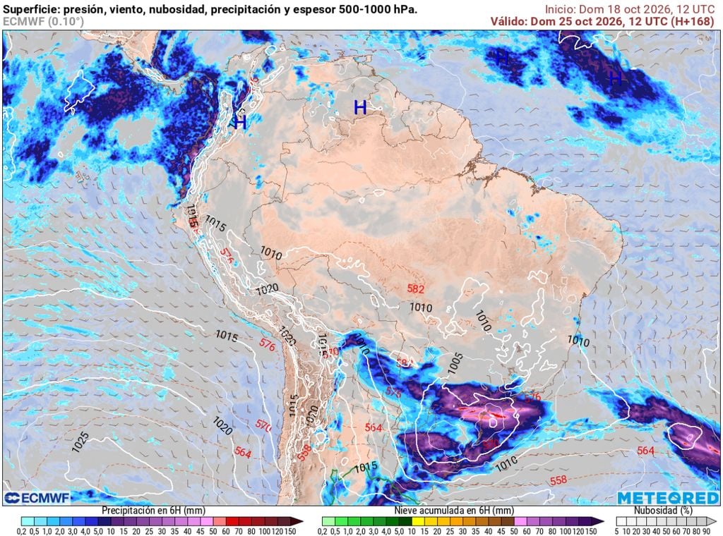 alerta de chuvas intensas Baixa pressão se intensifica para dar origem ao ciclone extratropical e traz potencial de chuvas muito intensas e de temporais severos sobre o Sul do Brasil no domingo, 25 de outubro.