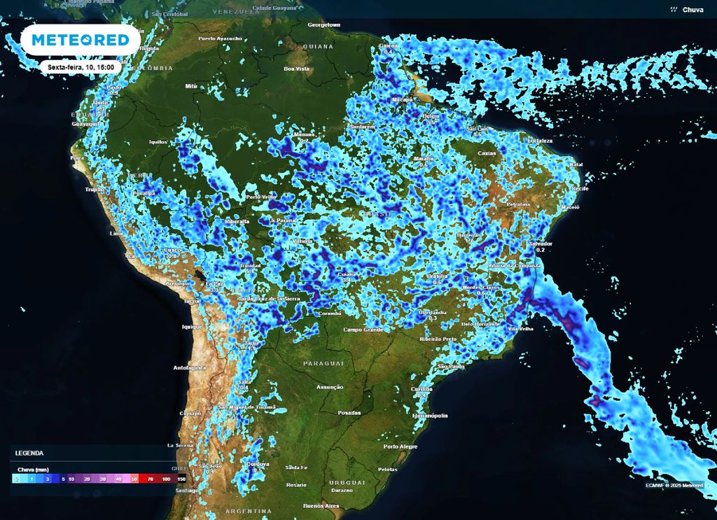 Chuva prevista para a tarde de sexta-feira (10).