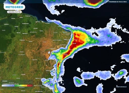 Chuvas intensas podem acumular mais de 100 mm e deixam em alerta o Nordeste