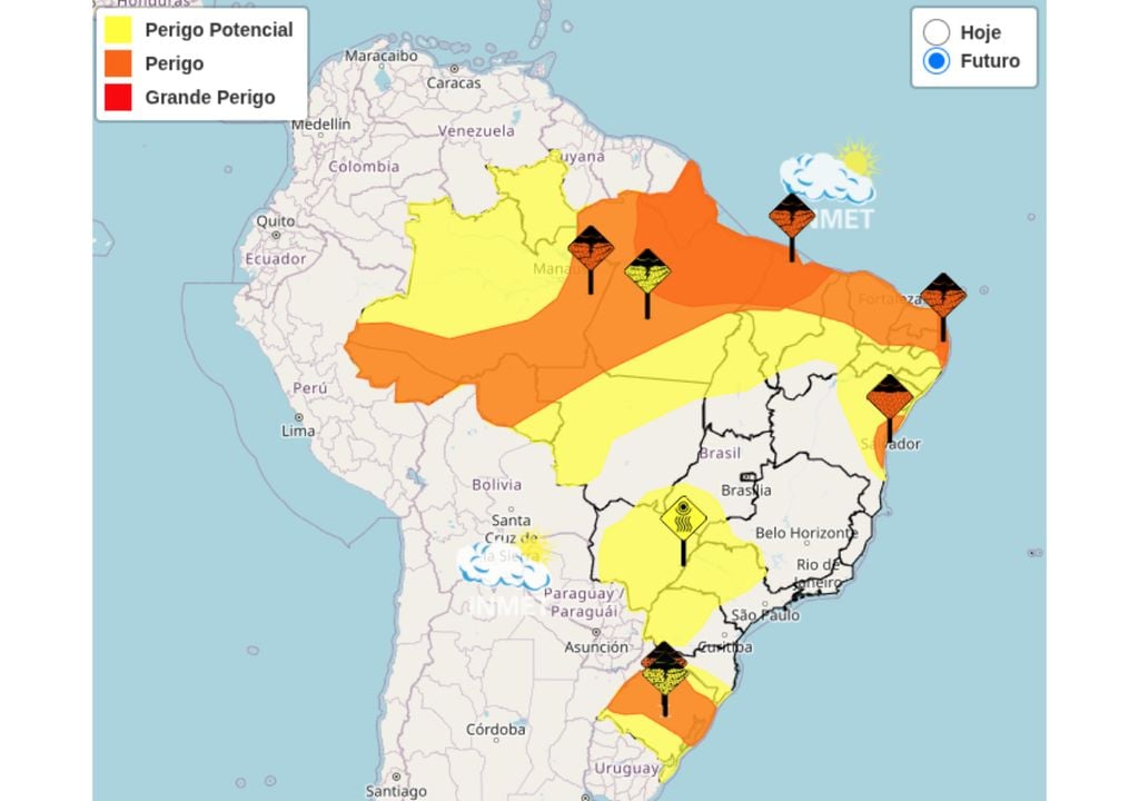 Mapa de alertas do INMET para esta sexta (24). Fonte: INMET.