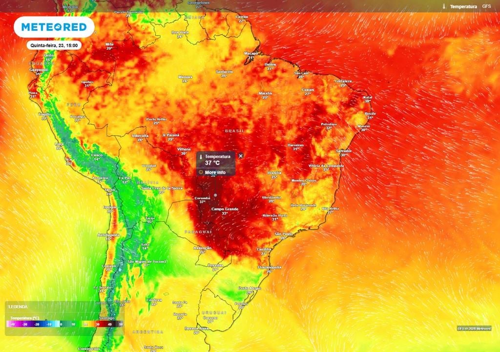 Temperatura máxima prevista para a tarde desta quinta (23).