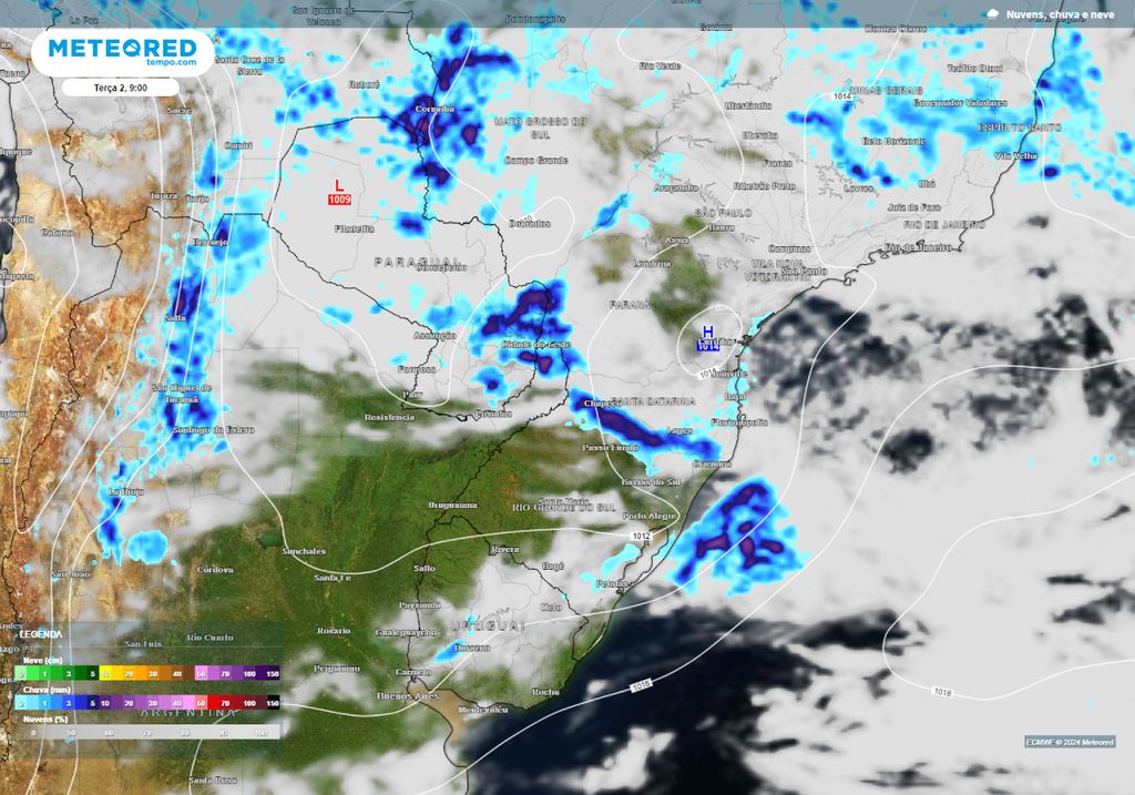 previsão do tempo tempo para a Região Sul