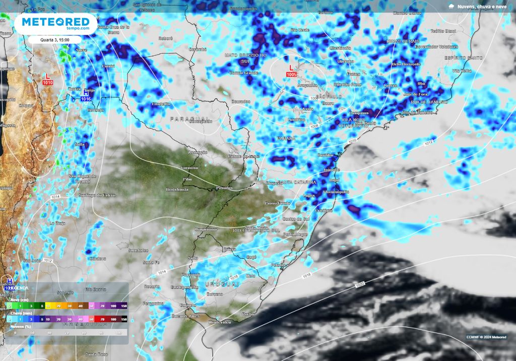 previsão do tempo Região Sul alerta tempestades