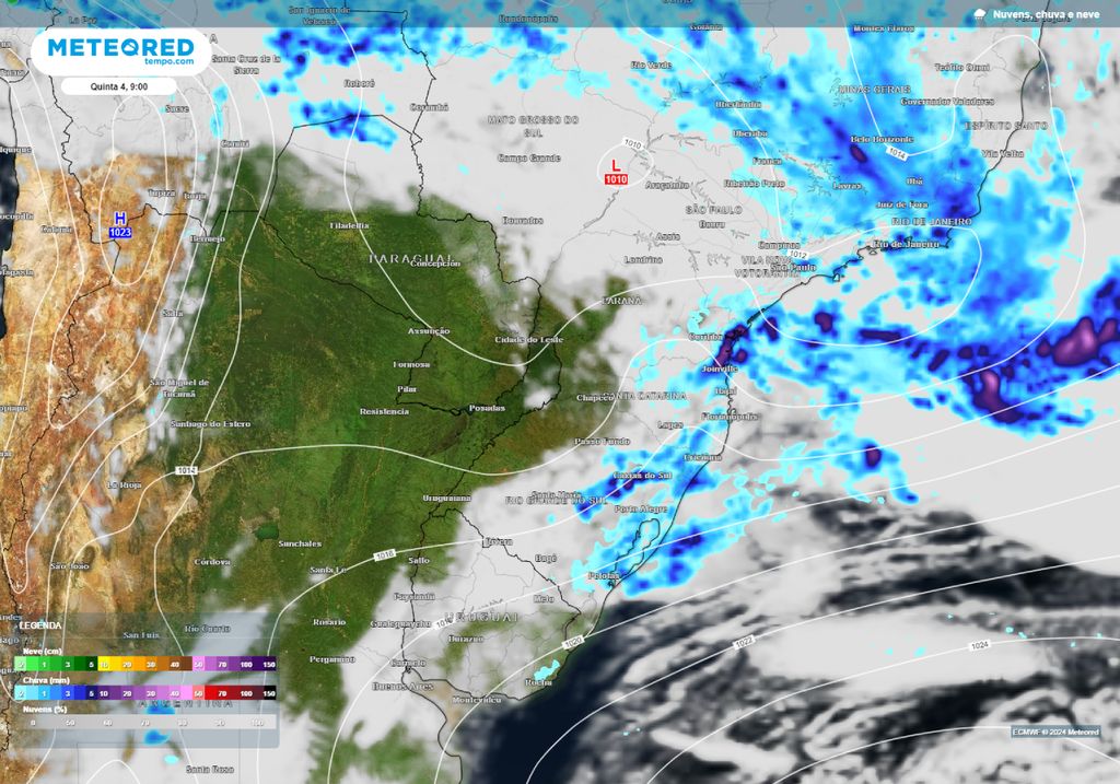 previsão do tempo região Sul
