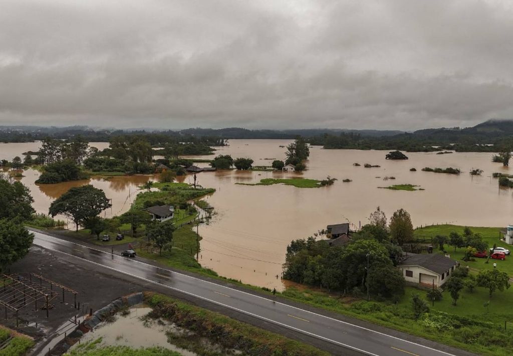 área inundada em Capela de Santana, no Rio Grande do Sul