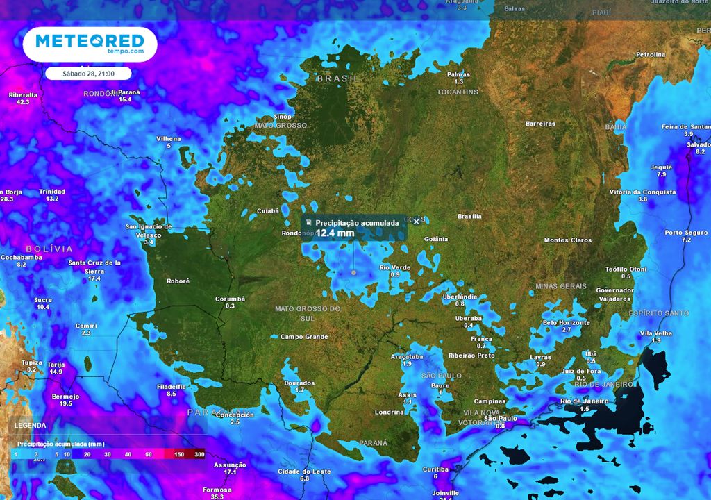 Acumulados totais registrados até o final do Sábado.