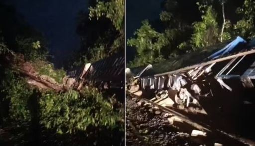 Chuvas provocam queda de barreira e trem descarrila no litoral de SP; veja imagens