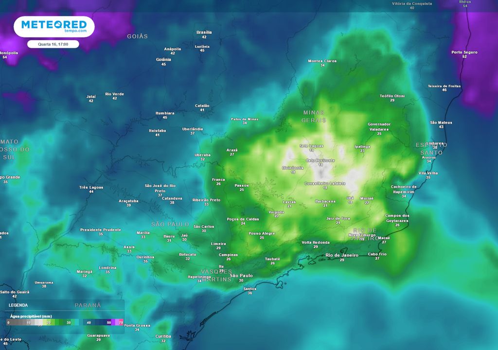 Previsão de água precipitável. Previsão de água precipitável.