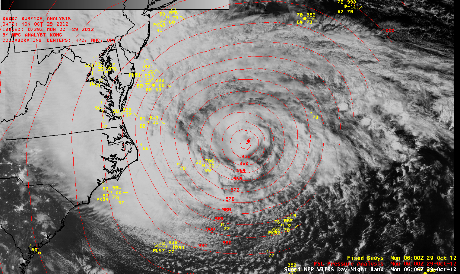 Ciclo de vida de Sandy desde satélite