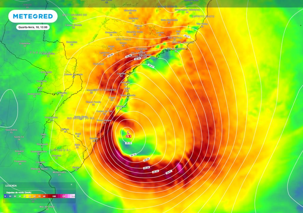 Previsão de rajadas de vento na quarta-feira durante o início da tarde.