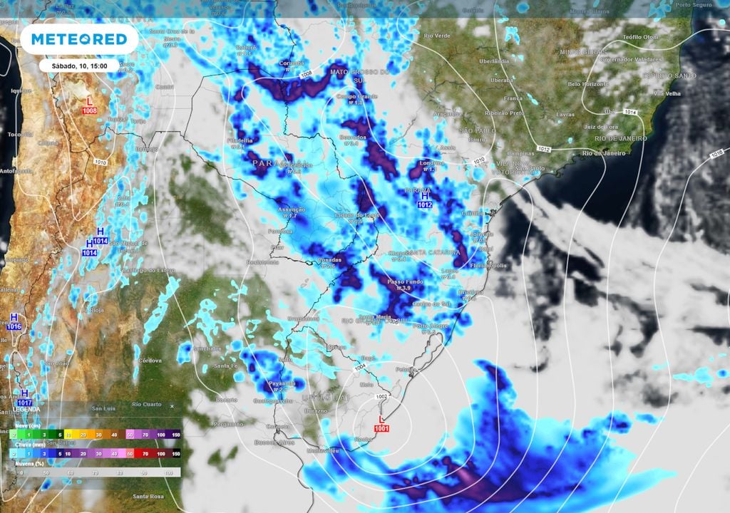 Previsão de nebulosidade e chuva no sábado durante a tarde.
