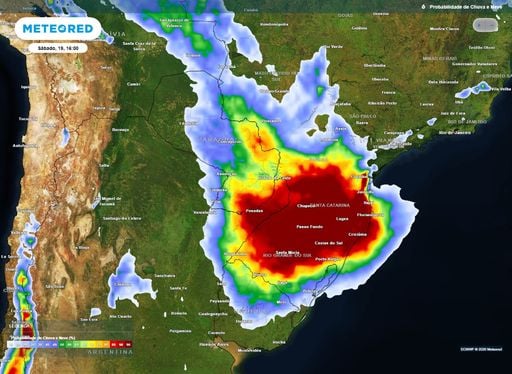 Ciclog&ecirc;nese deixa em alerta o RS, SC e o PR para chuvas intensas e volumes de 100 mm em 24h