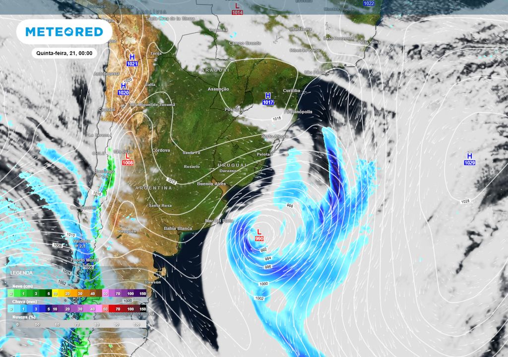 Previsão de ventos, pressão, nebulosidade e chuva no final da quarta-feira. Previsão de ventos, pressão, nebulosidade e chuva no final da quarta-feira.