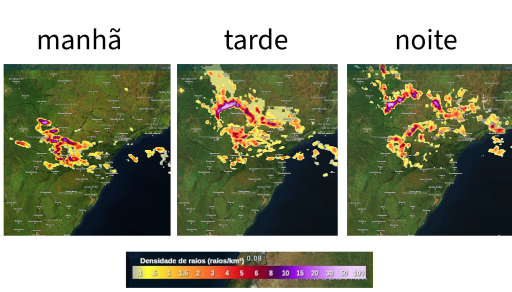 Previsão de tempestades para quinta-feira (10), segundo o ECMWF.