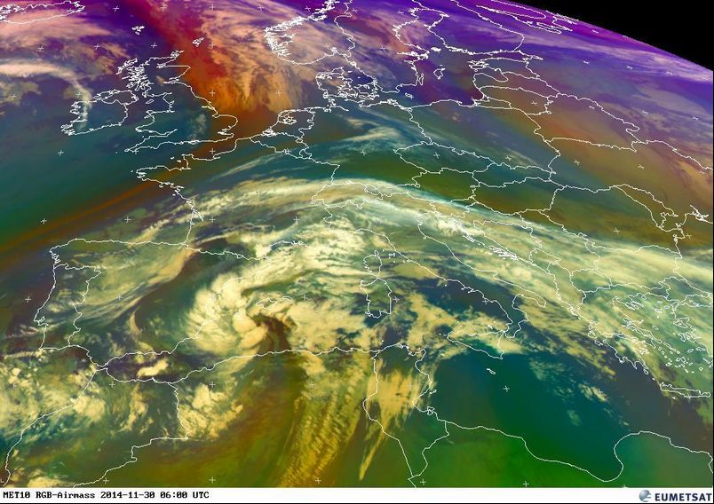 Ídem que el caso anterior pero de tipo masa de aire. Fuente: EUMETSAT
