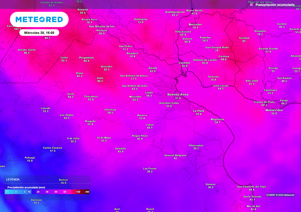 Podrían acumularse el promedio mensual de precipitación en sólo 48 hs en Buenos Aires