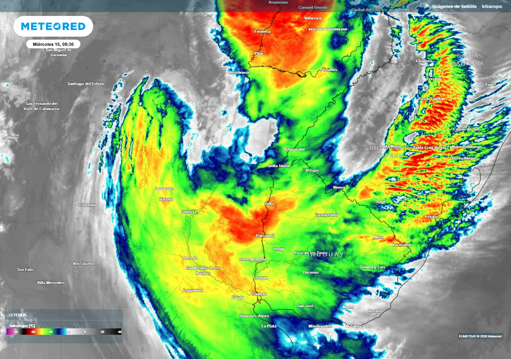 Alerta inundaciones Buenos Aires Argentina ciclogénesis SMN tiempo lluvias fuertes El ciclón extratropical comenzaba a "enroscar" la nubosidad asociada este miércoles, haciendose visibile claramente en imagenes satélitales.