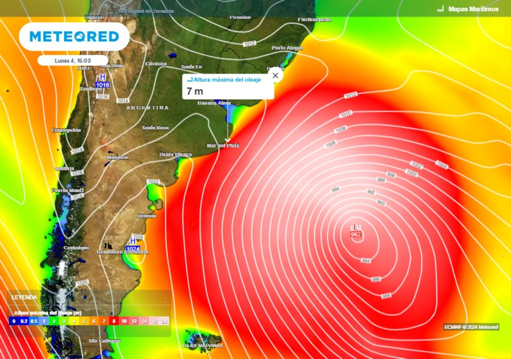 Mar de Fondo temporal ciclón extratropical costa atlántica Mar del Plata Alerta olas oleaje