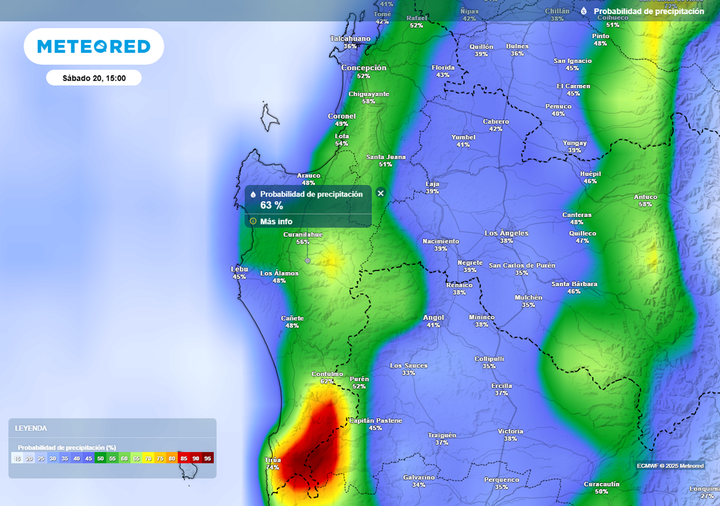 Ciclón extratropical para Fiestas Patrias 2025 en la Región de Biobío, Meteored, Chile