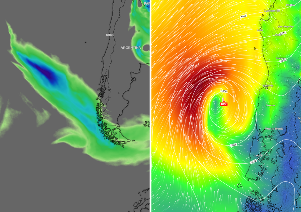 río atmosférico y ciclón extratropical