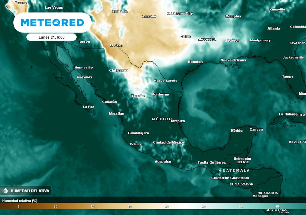 Modelo ECMWF - Humedad relativa en %
