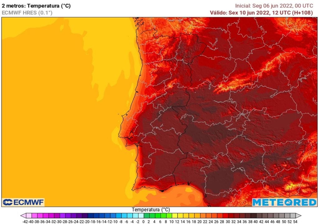 temperature map portugal continental heat