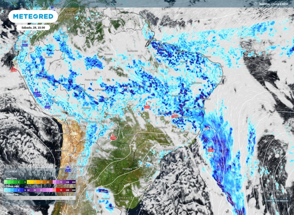Mapa de chuva na tarde deste sábado (28). Mapa de chuva na tarde deste sábado (28).