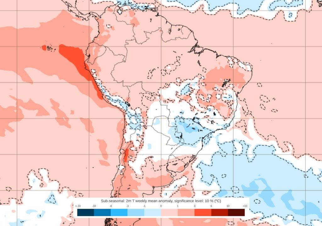 Previsão de anomalias de temperaturas entre os dias 8 e 15 de Junho. Previsão de anomalias de temperaturas entre os dias 8 e 15 de Junho ilustra a atuação da nova massa de ar frio que avançará sobre o Brasil ao longo de toda a semana que vem.