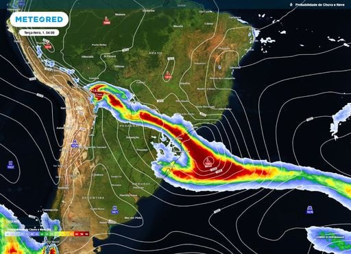 Ciclone e frente fria aumentam as chuvas no Sul e levam tempestades para o MS e SP; veja a previs&atilde;o