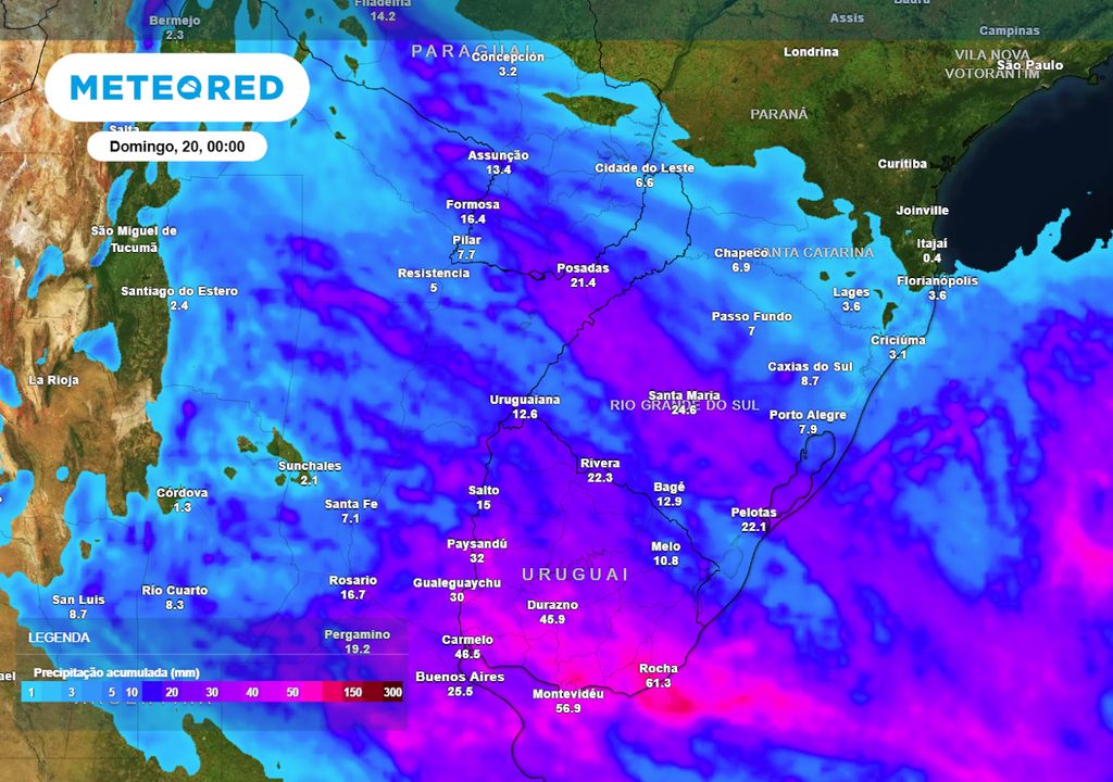 Previsão de acumulados totais de chuva até o domingo. Previsão de acumulados totais de chuva até o domingo.