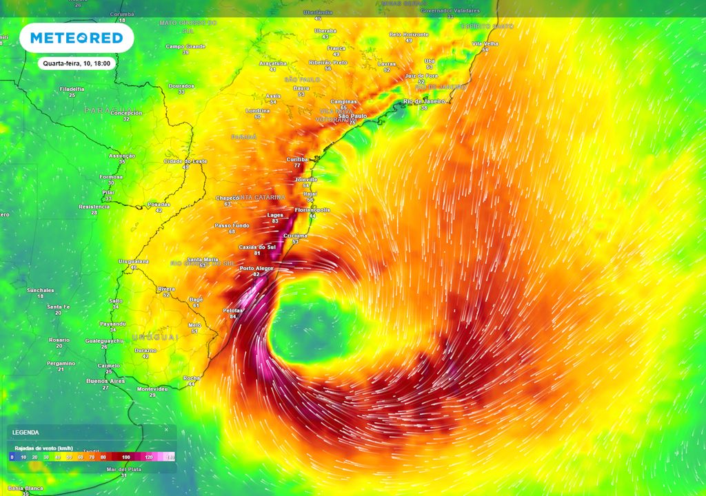 Previsão de rajadas de vento na quarta-feira durante o final da tarde.