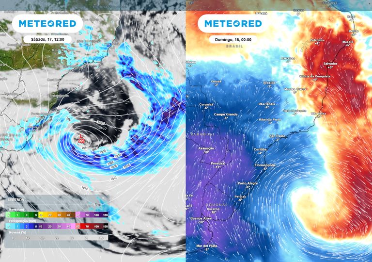Ciclone impulsiona ar frio e derruba as temperaturas no Sul e no Sudeste