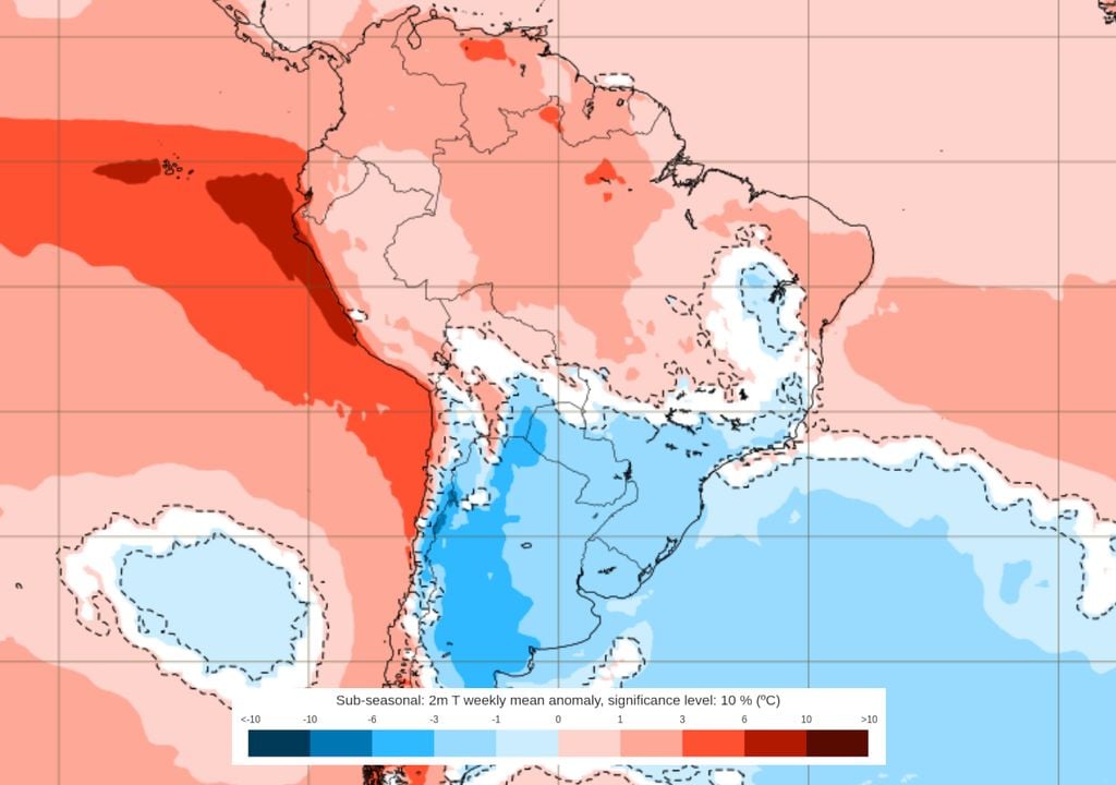 Previsão de anomalias de temperatura entre os dias 19 e 26 de Outubro. Previsão de anomalias de temperatura entre os dias 19 e 26 de Outubro mostra que o clima no centro-sul do Brasil permanecerá mais frio do que o normal, principalmente no Sul e em SP.