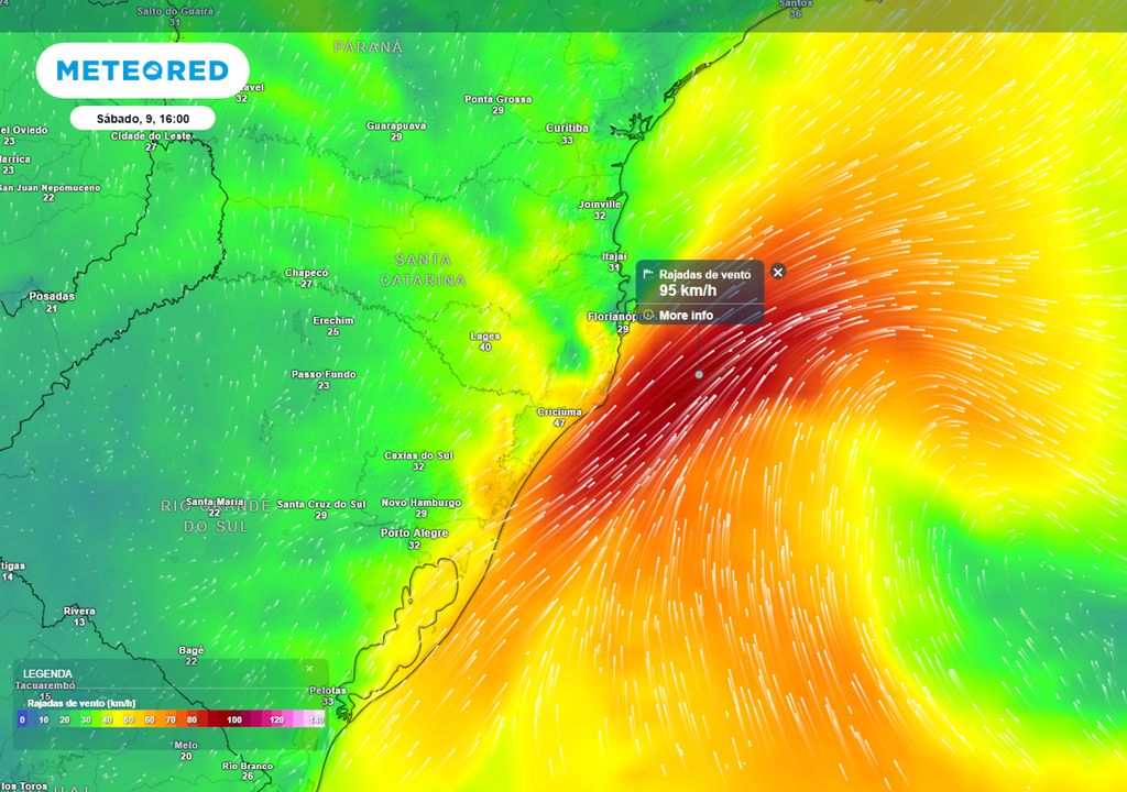 Previsão de rajadas de vento no sábado durante a tarde.