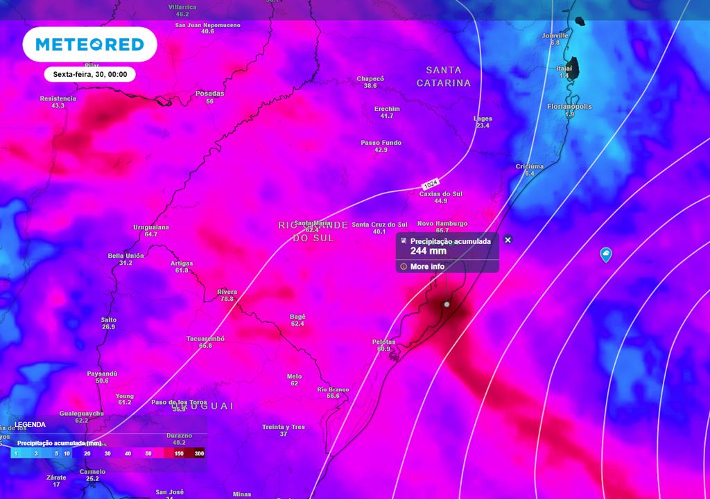 Previsão de acumulados totais de chuva até o final da quinta-feira. Previsão de acumulados totais de chuva até o final da quinta-feira.