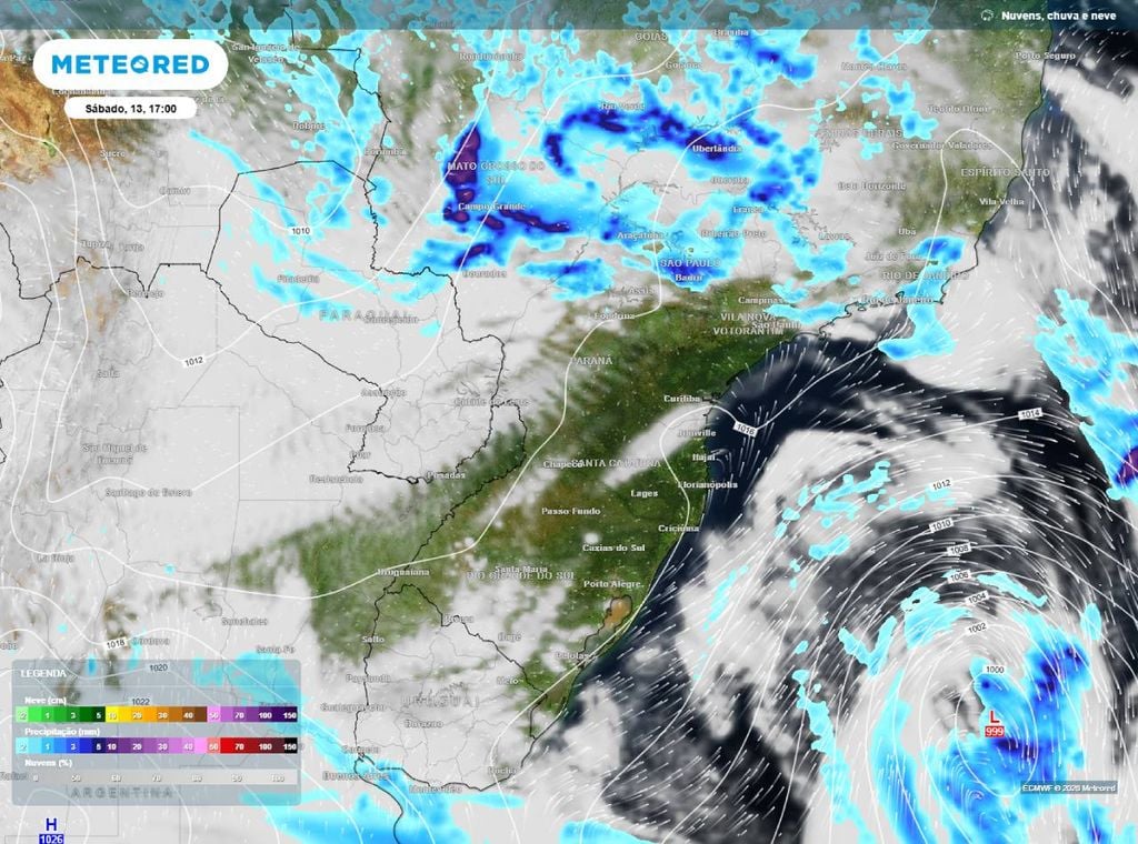 A Região Sul do Brasil terá tempo firme, com céu variando de claro a com algumas nuvens em todo o seu território nos próximos dias.