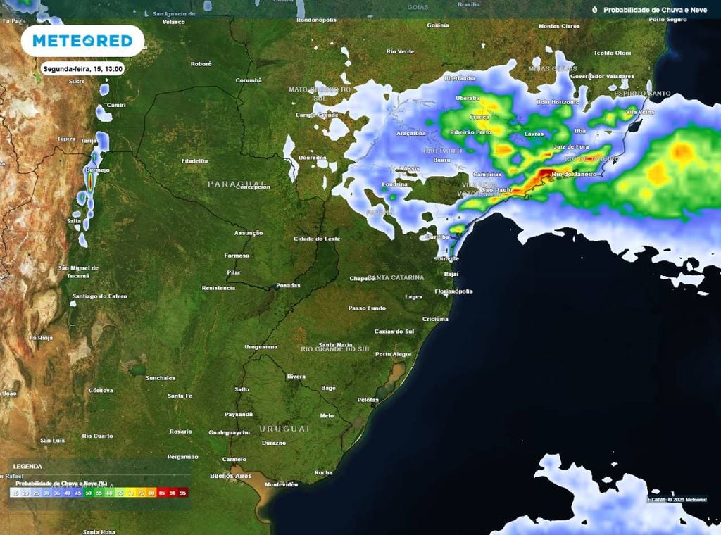 Baixíssima probabilidade de chuvas na Região Sul do Brasil na próxima semana; apenas alguma chuva fraca e isolada pode ser registrada no Paraná.