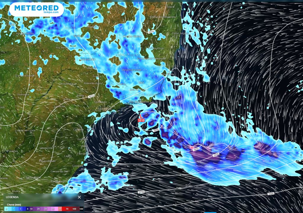Previsão de pressão e chuva para a quinta-feira (04) durante a manhã.