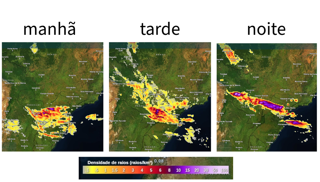 Previsão de tempestades ao longo da sexta-feira (11), segundo o ECMWF. Previsão de tempestades ao longo da sexta-feira (11), segundo o ECMWF.