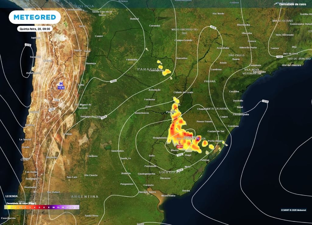 tempestades Alerta de tempestade severas já madrugada e manhã da quinta-feira, 20 de agosto.