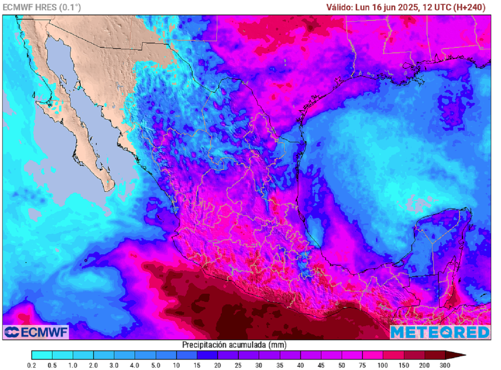 Pronóstico de lluvias acumuladas en milímetros