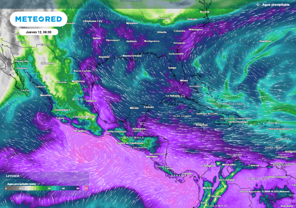 Pronóstico de agua precipitables en milímetros
