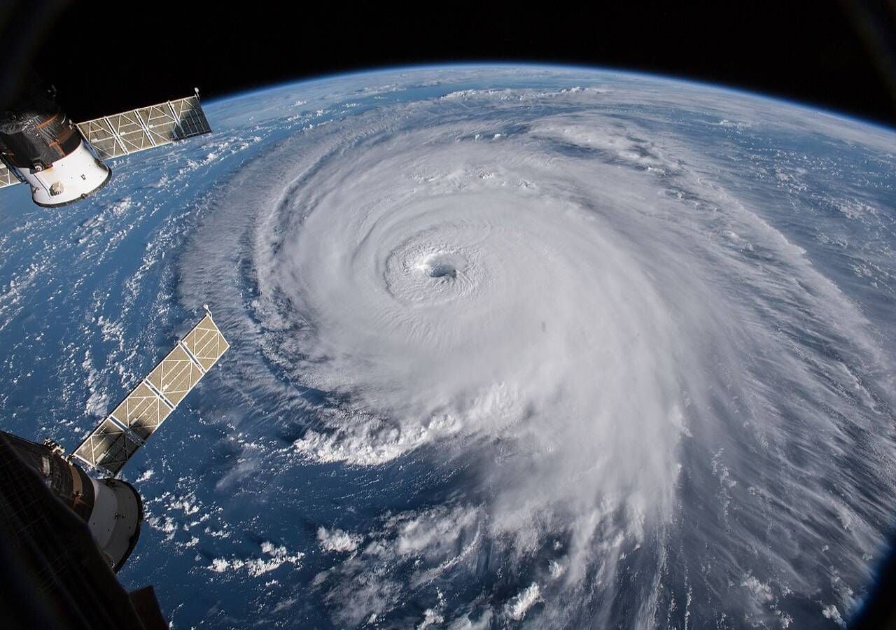 Ciclón tropical (huracán) Florence en 2018, en el Atlántico, visto desde el espacio. El fenómeno azotó la costa sureste de Estados Unidos. Crédito: NASA Goddard Space Flight Centre.