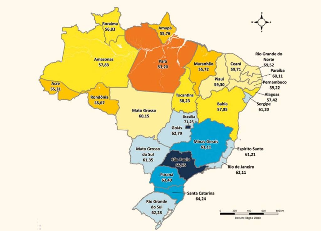 índice IPS estados Brasil