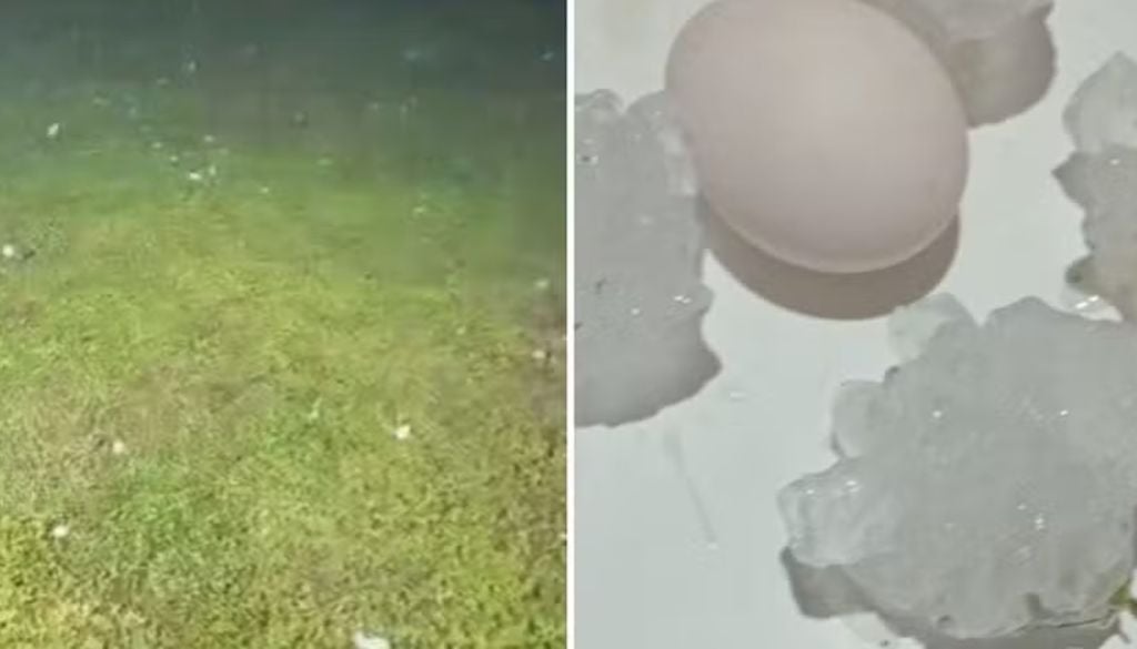 Granizo gigante em cidades do interior do RS — Foto: Cristiano Trindade e Defesa Civil de Rio Pardo
