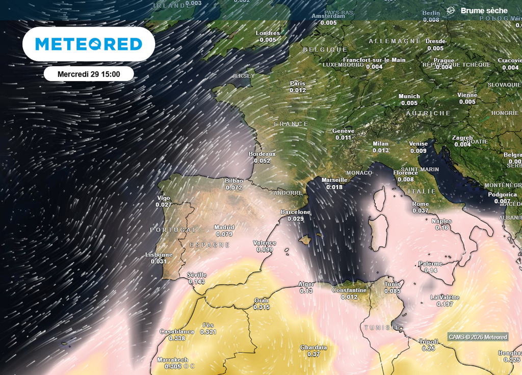 Un nouveau nuage de poussières de sable du Sahara abordera la France par le sud-ouest dès demain